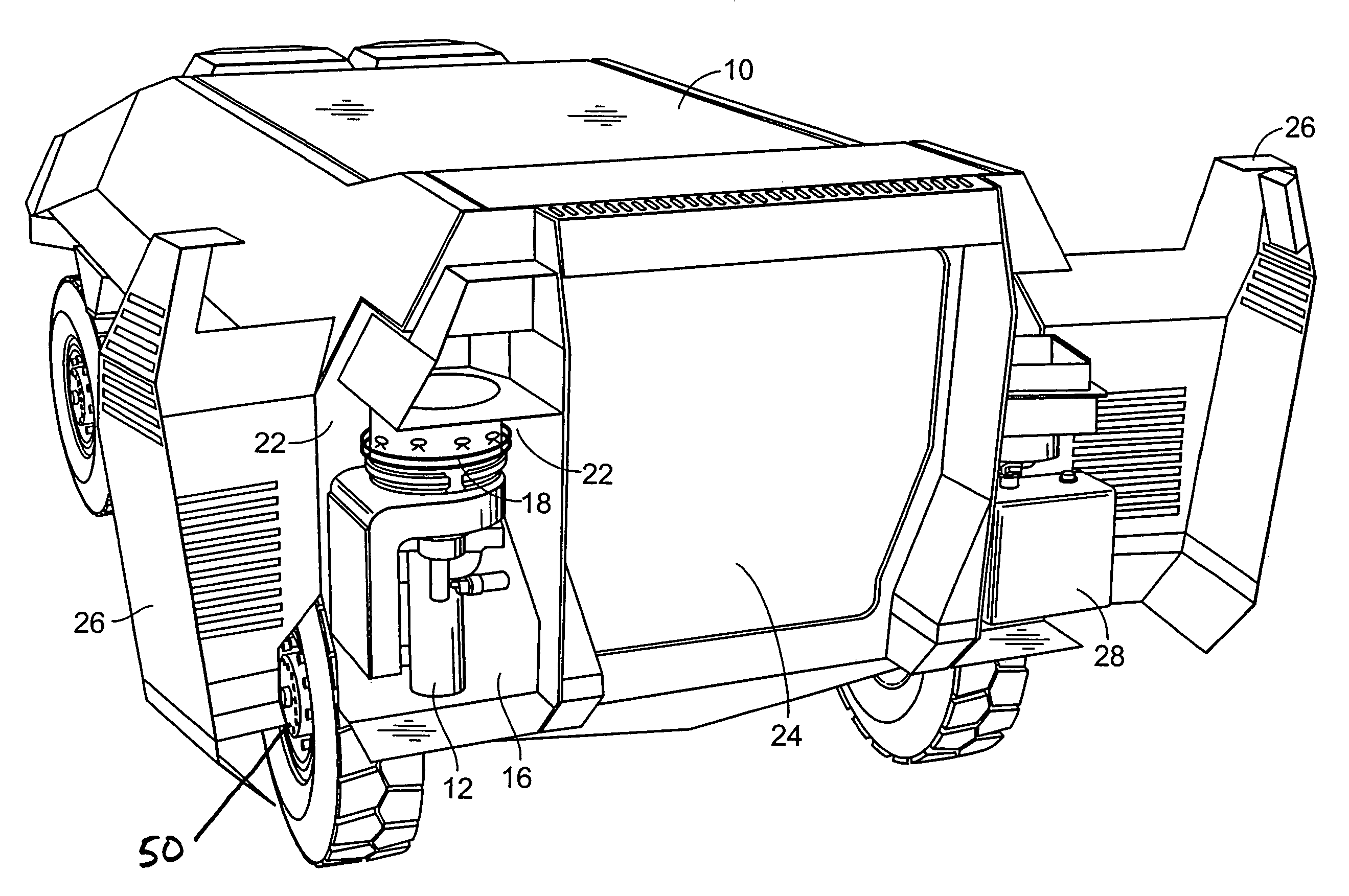 Rear mounted engine design with improved maintenance access for a military vehicle