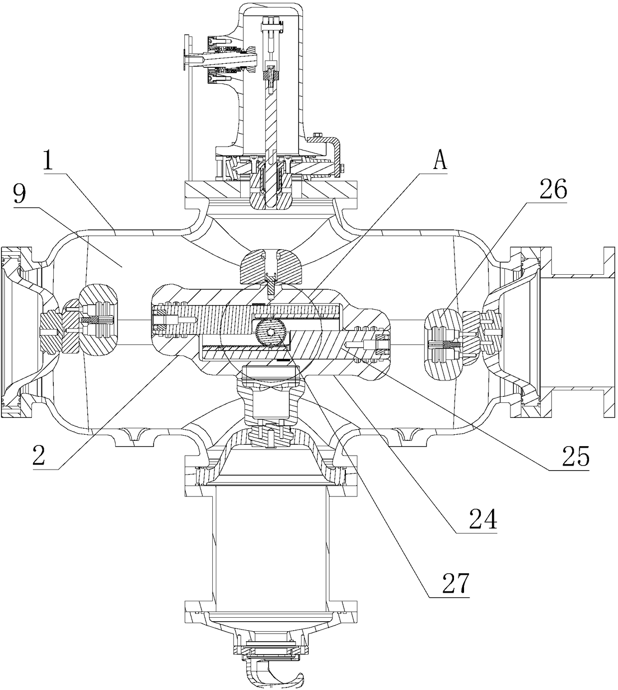 A double-break isolating switch with grounding linkage