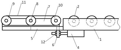 Telescopic belt type material receiving device used after ink removal of stainless steel plate