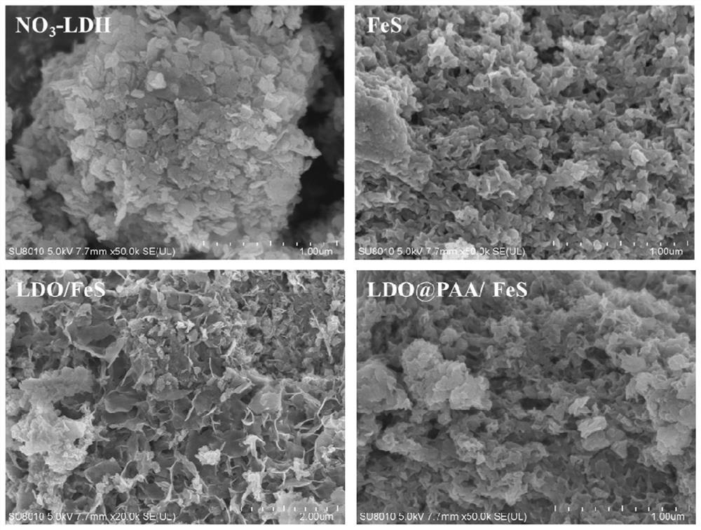 Preparation method of sodium polyacrylate dispersed ferrous sulfide intercalation layered double hydroxide