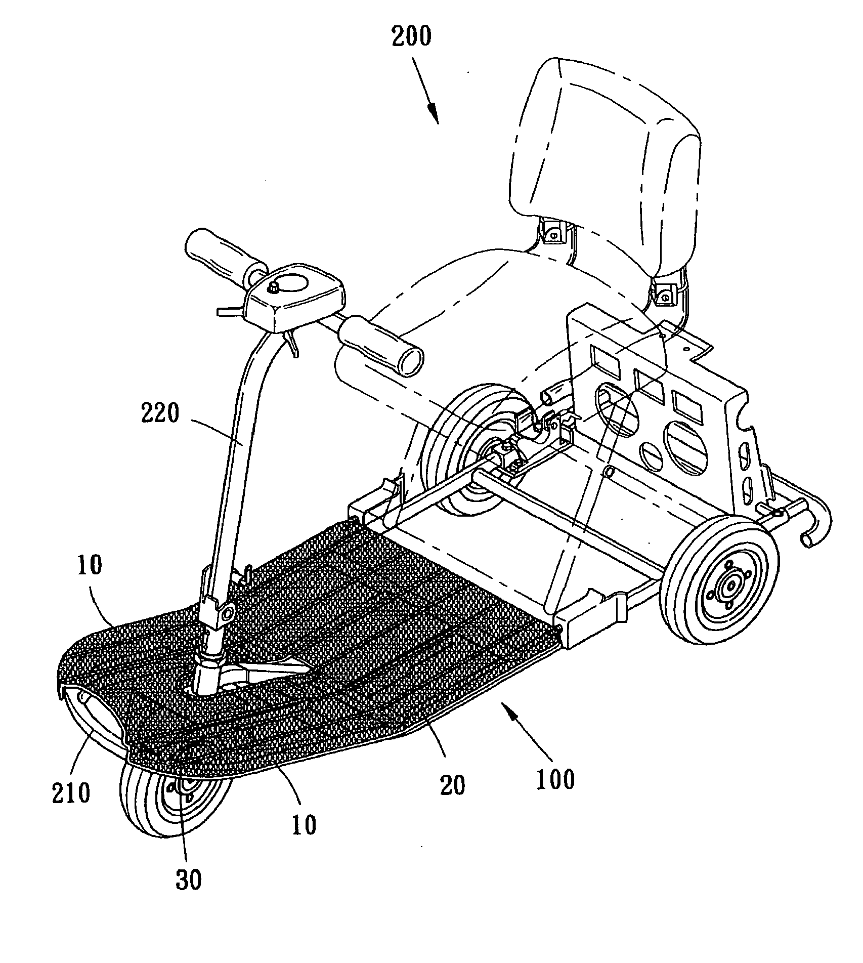 Footrest platform of medical scooter