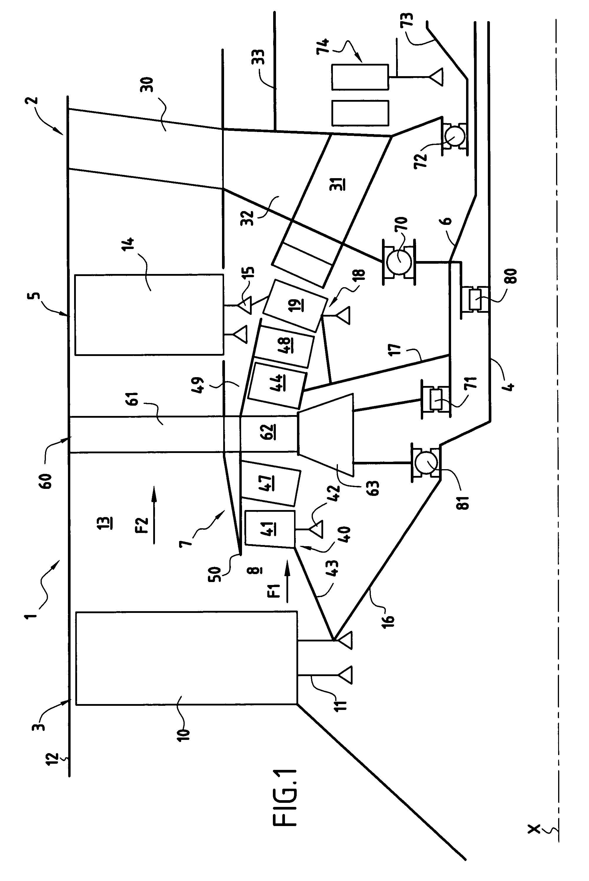 Turbojet architecture with two fans at the front