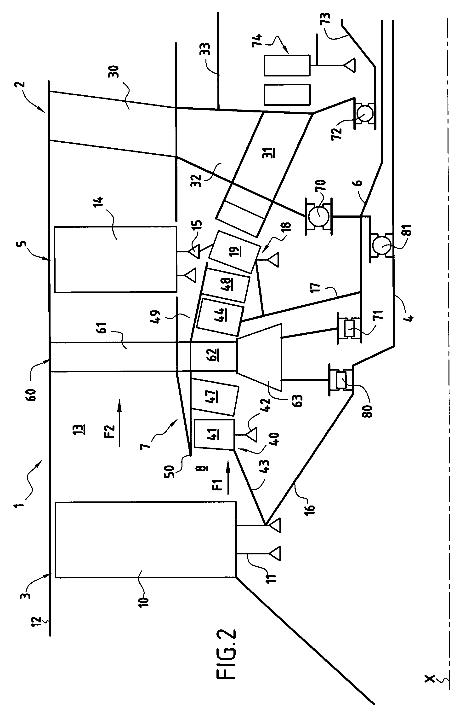 Turbojet architecture with two fans at the front