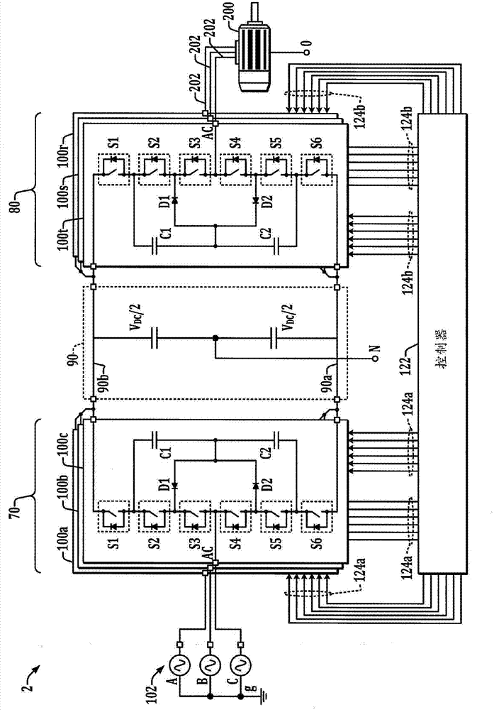 Multilevel converter systems and methods with reduced common mode voltage