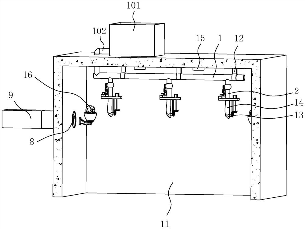 Automatic water spraying system for building indoor fire fighting