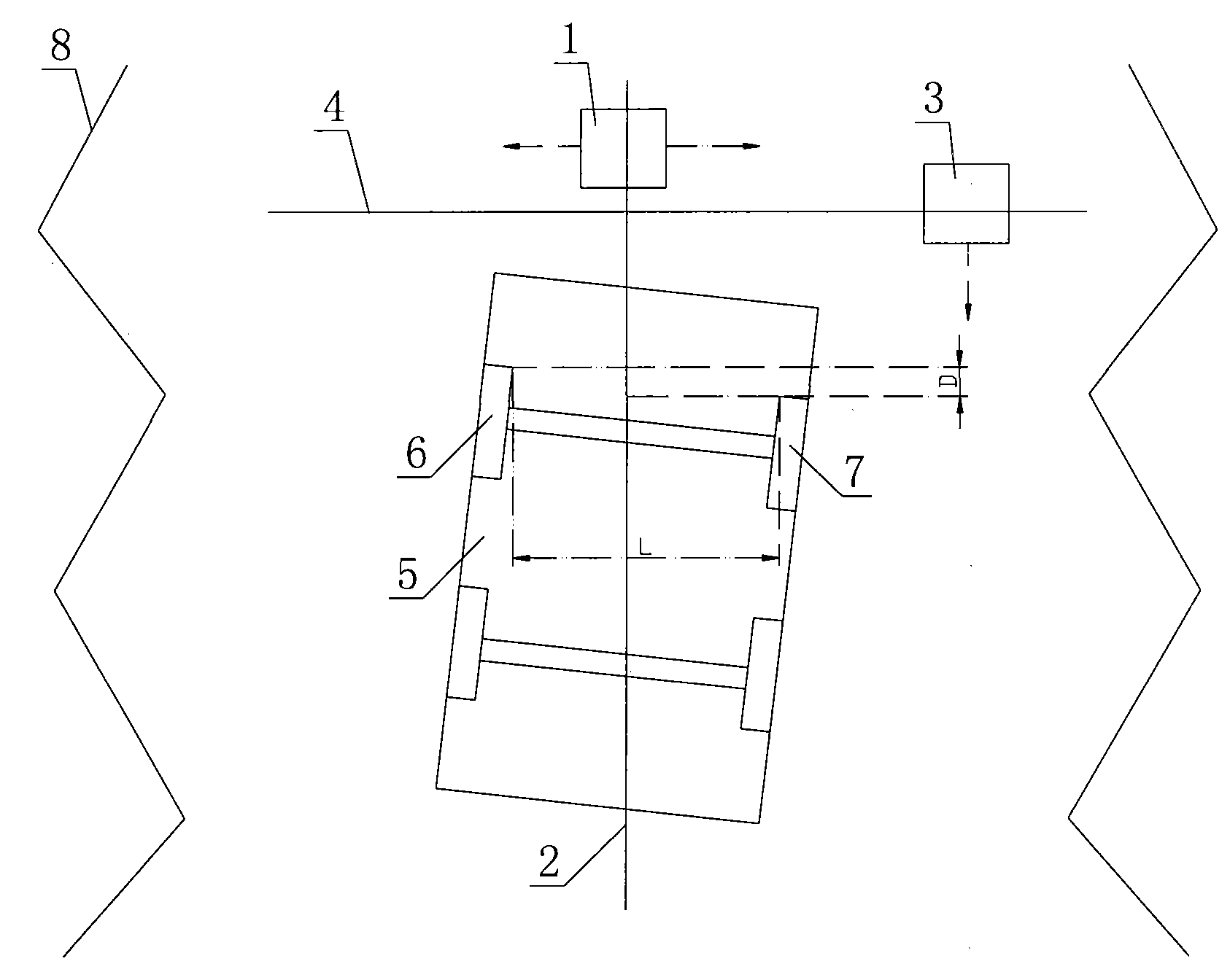 Motor vehicle parking deflection angle testing method and device