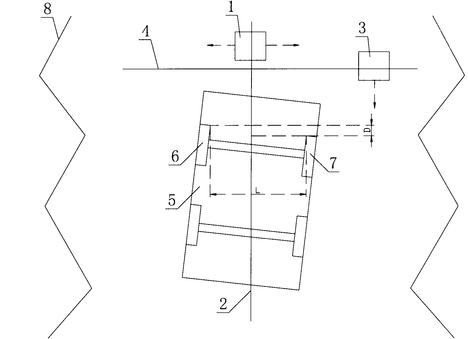 Motor vehicle parking deflection angle testing method and device