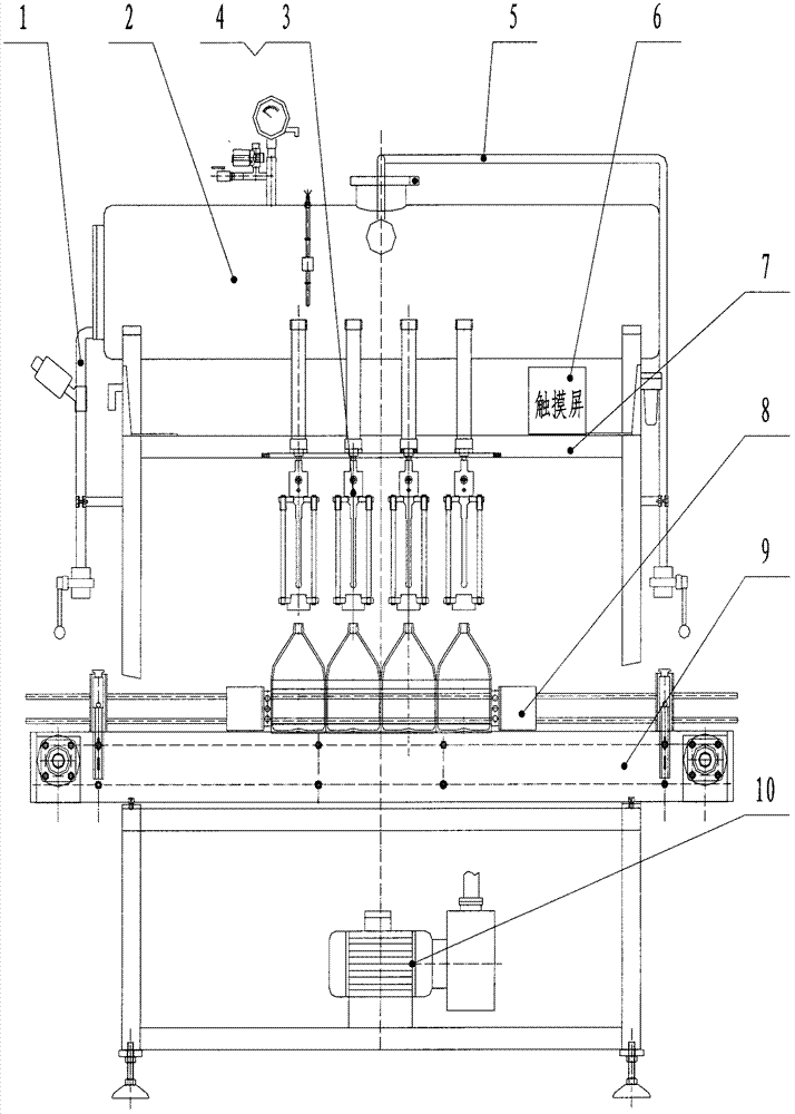 Automatic linear liquid filling machine