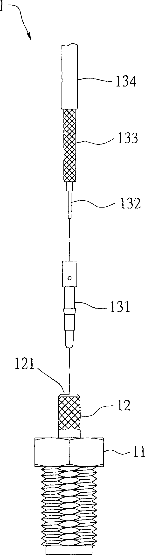 Antenna connector structure and its manufacturing process