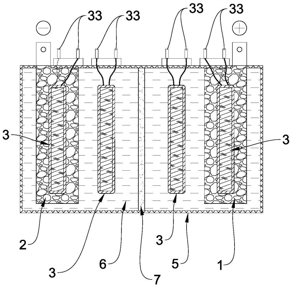 Built-in ultrasonic electrode body structure and ultrasonic battery thereof