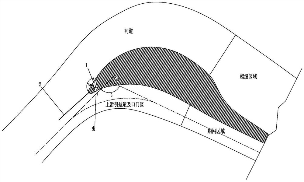 Approach channel arrangement method combining water diversion and drainage channels with bottom permeable navigation wall