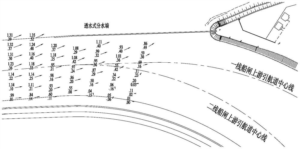 Approach channel arrangement method combining water diversion and drainage channels with bottom permeable navigation wall