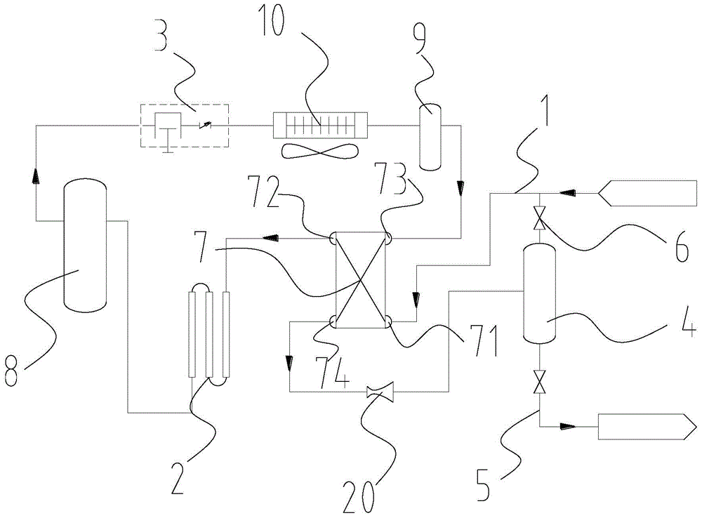 BOG recovery system for LNG (Liquefied Natural Gas) gas station