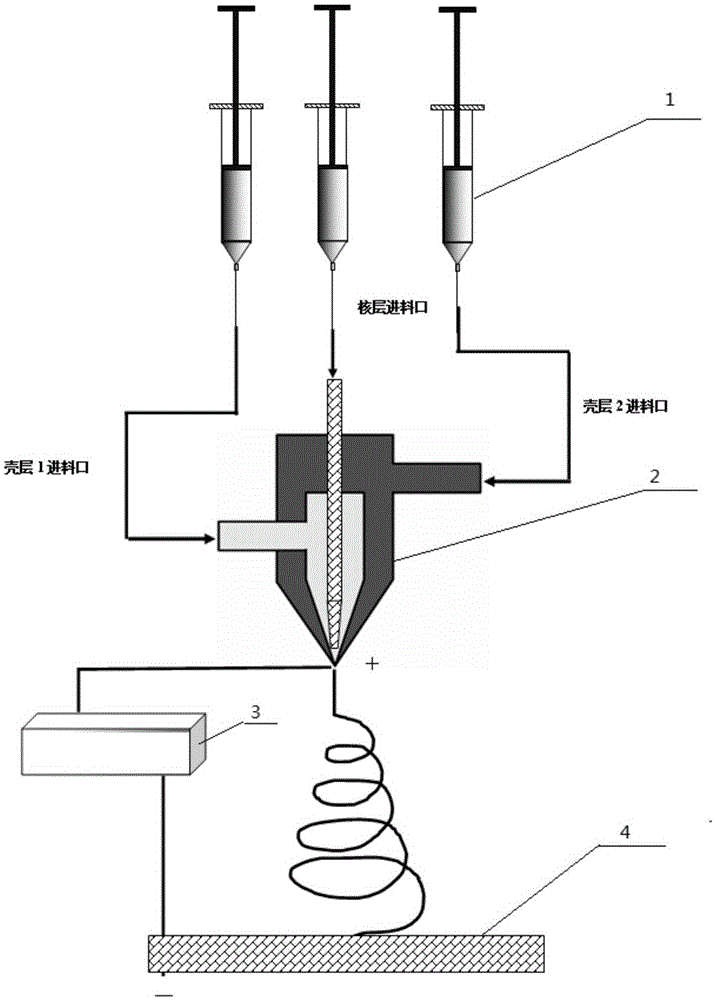 Core-shell type ultra-micro electrode prepared through coaxial electrostatic spinning and preparation method thereof