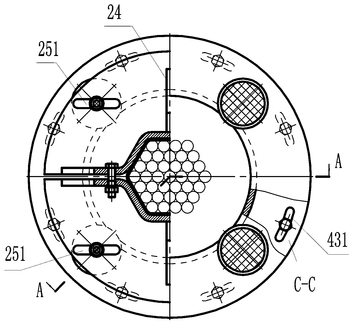 Shear type rubber damper with cable fastening device