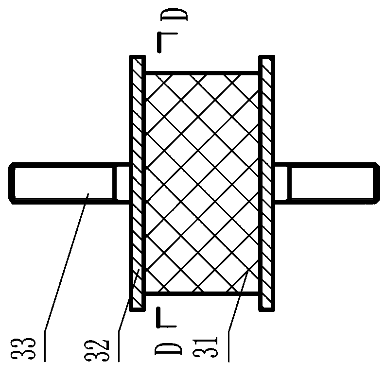 Shear type rubber damper with cable fastening device