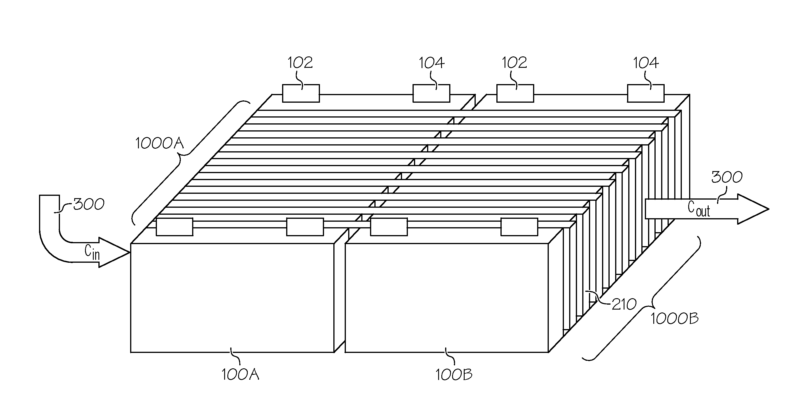 Series cooled module cooling fin