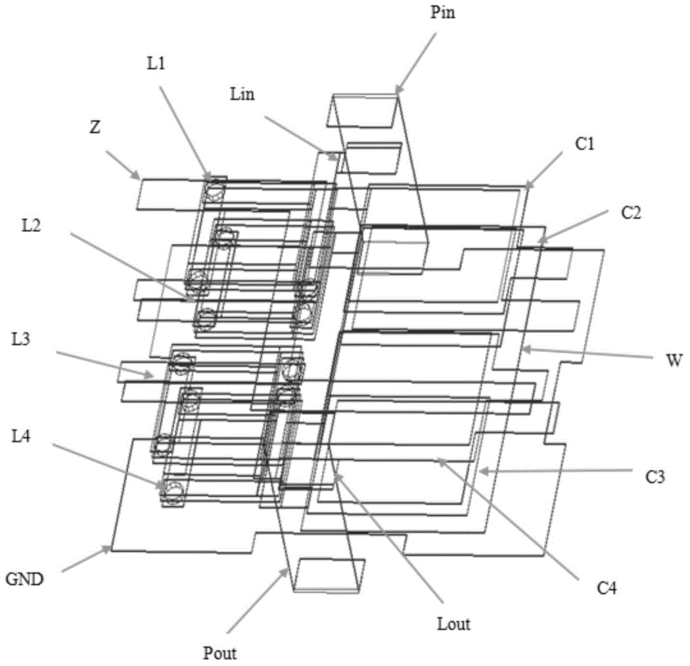 Three-dimensional integrated subminiature band-pass filter