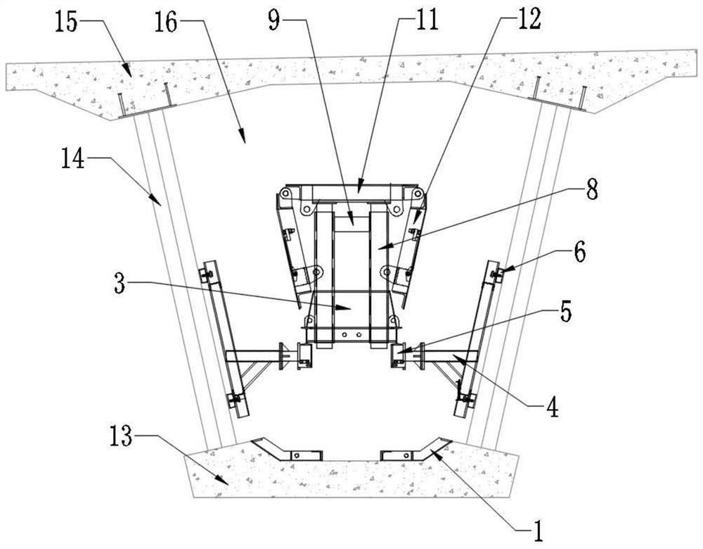 Hydraulic inner formwork of assembled corrugated steel web combined box girder