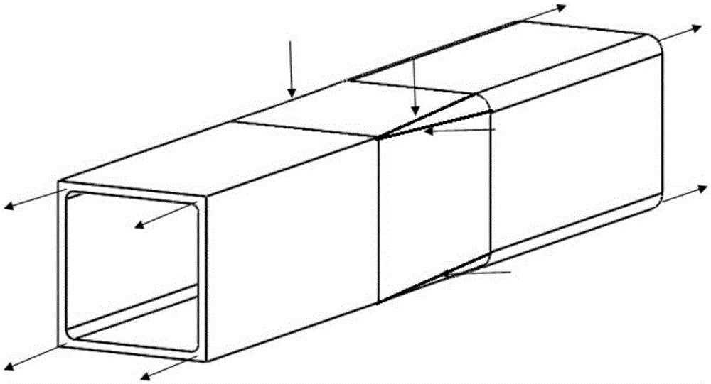 Thermal shaping method and device of high-strength sharp-corner square rectangular tube