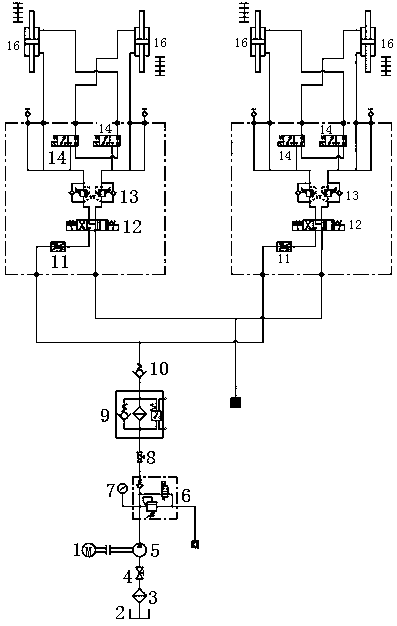 Hydraulic control system for rear matching trailer wheel set of shield machine