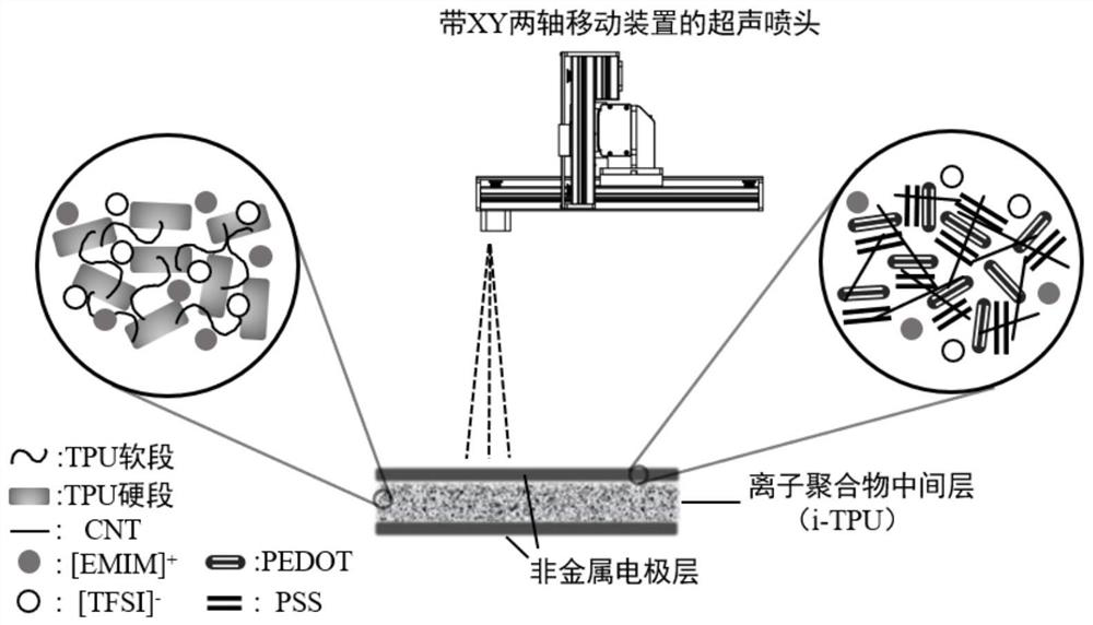 Flexible electric actuator based on sprayed non-metal electrode and preparation method thereof