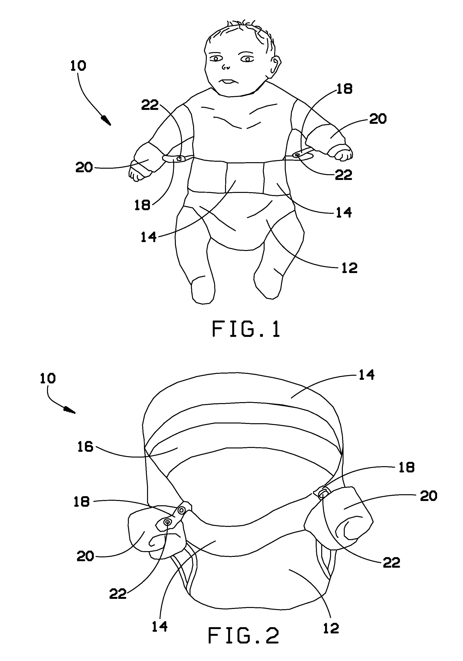 Infant hand restraint with diaper