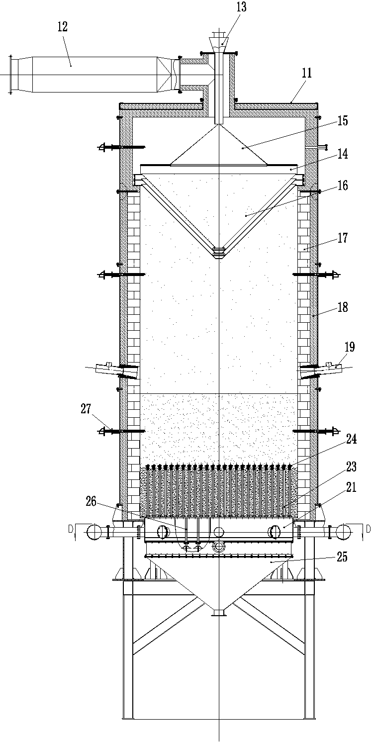 Boiling fluidizing roasting furnace