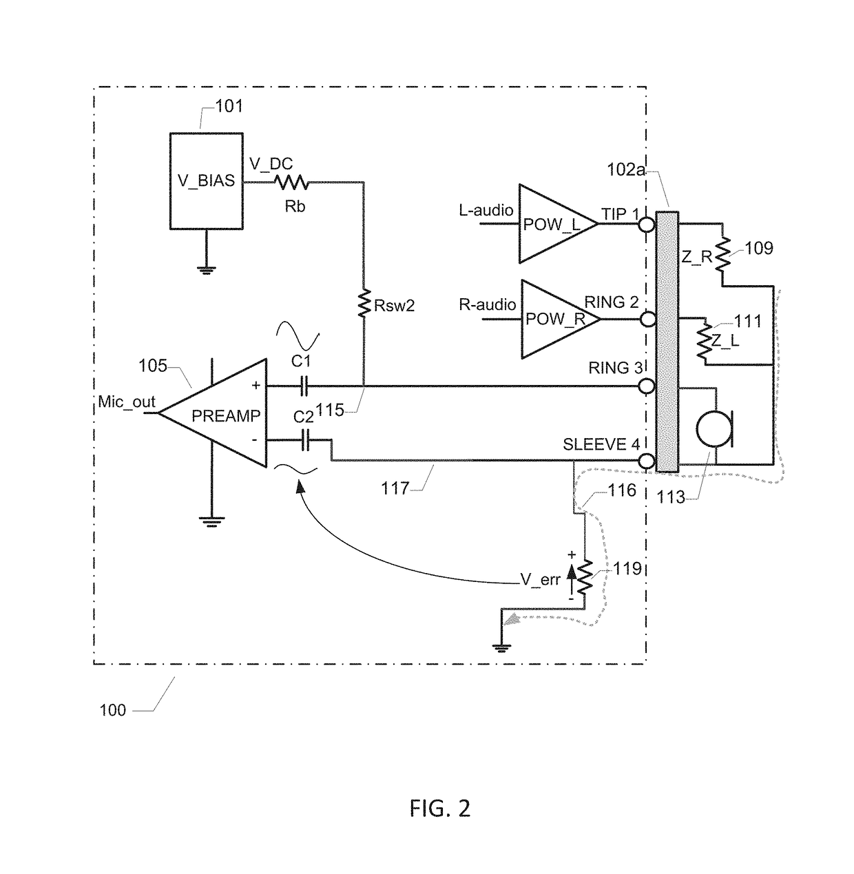 Headset amplification circuit with error voltage suppression