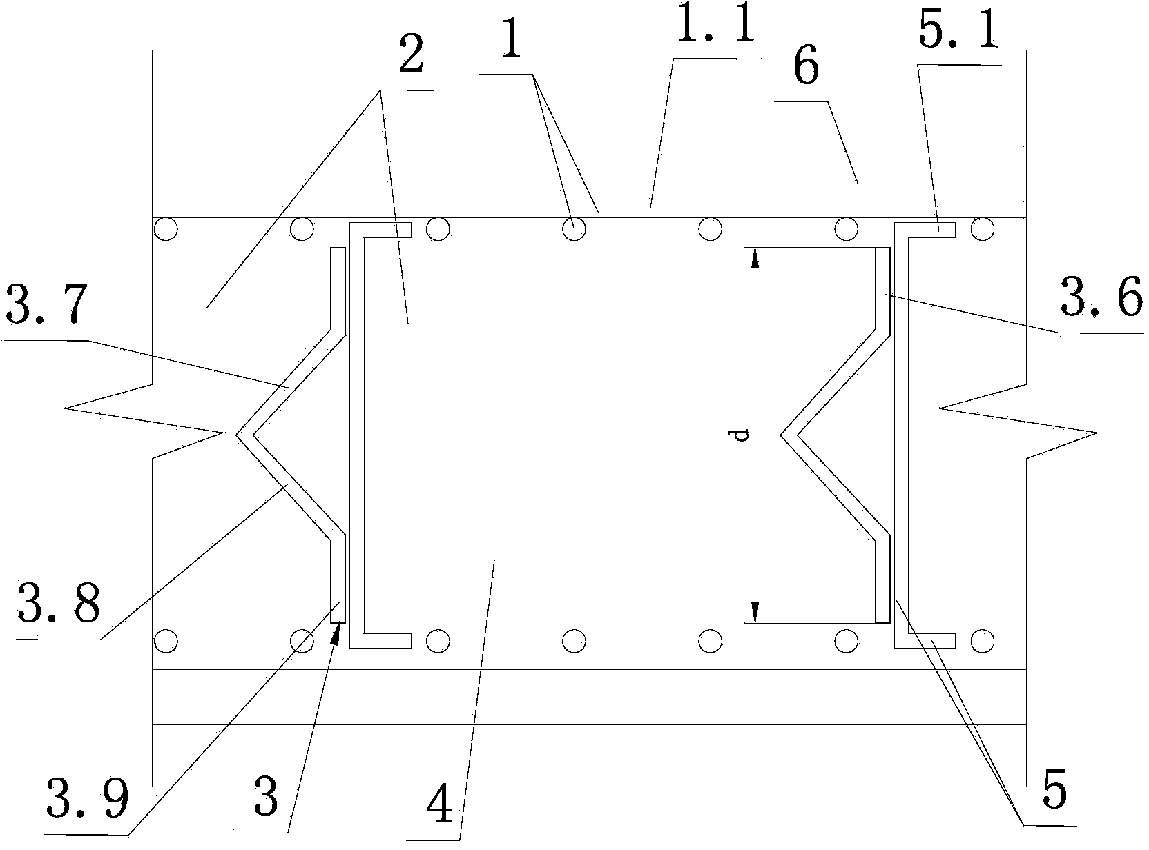 Ultra-long concrete wall body structure and method for controlling structural cracks by constructing wall body