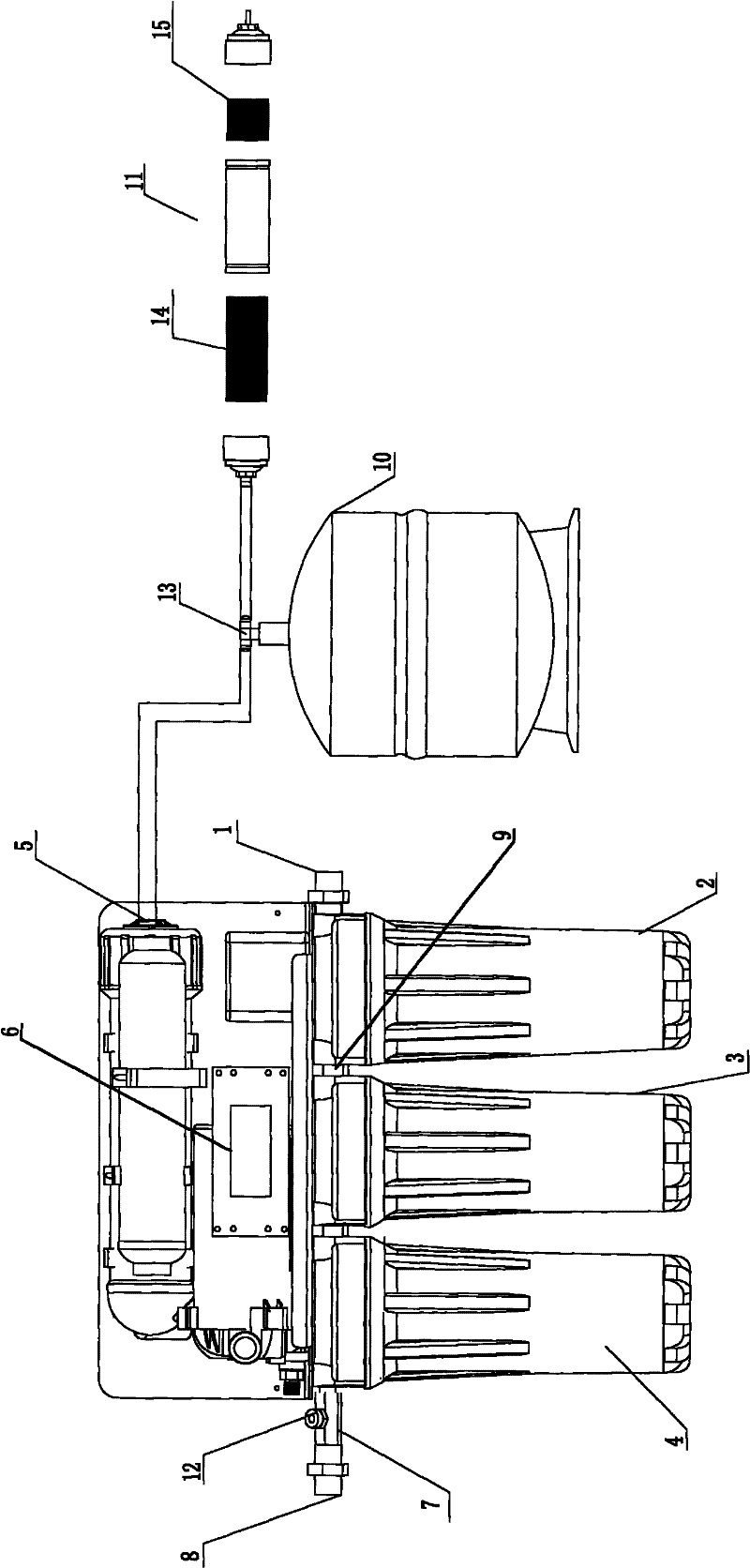 Composite type dual-water-supplying reverse osmosis water purifier with brominated resin filter element