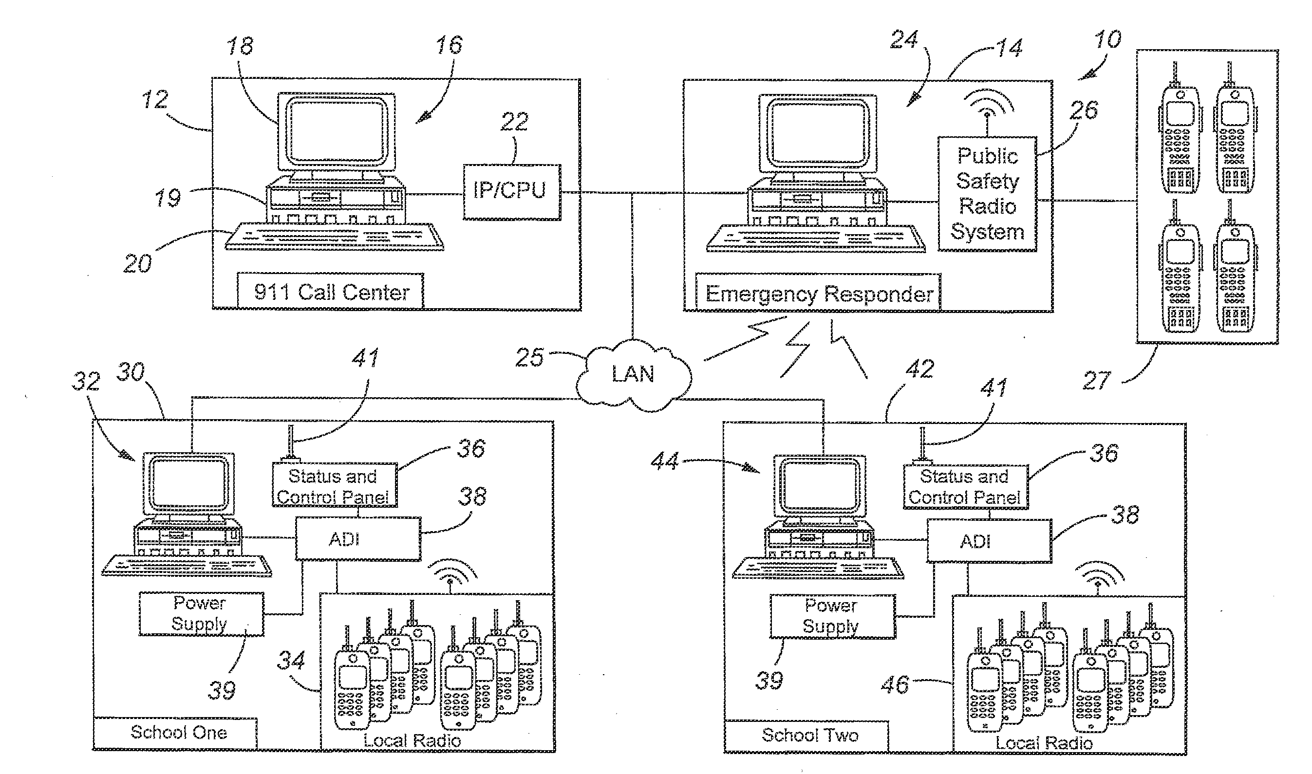 Emergency Radio Communications System Incorporating Integral Public Safety Radio Bridging Capability