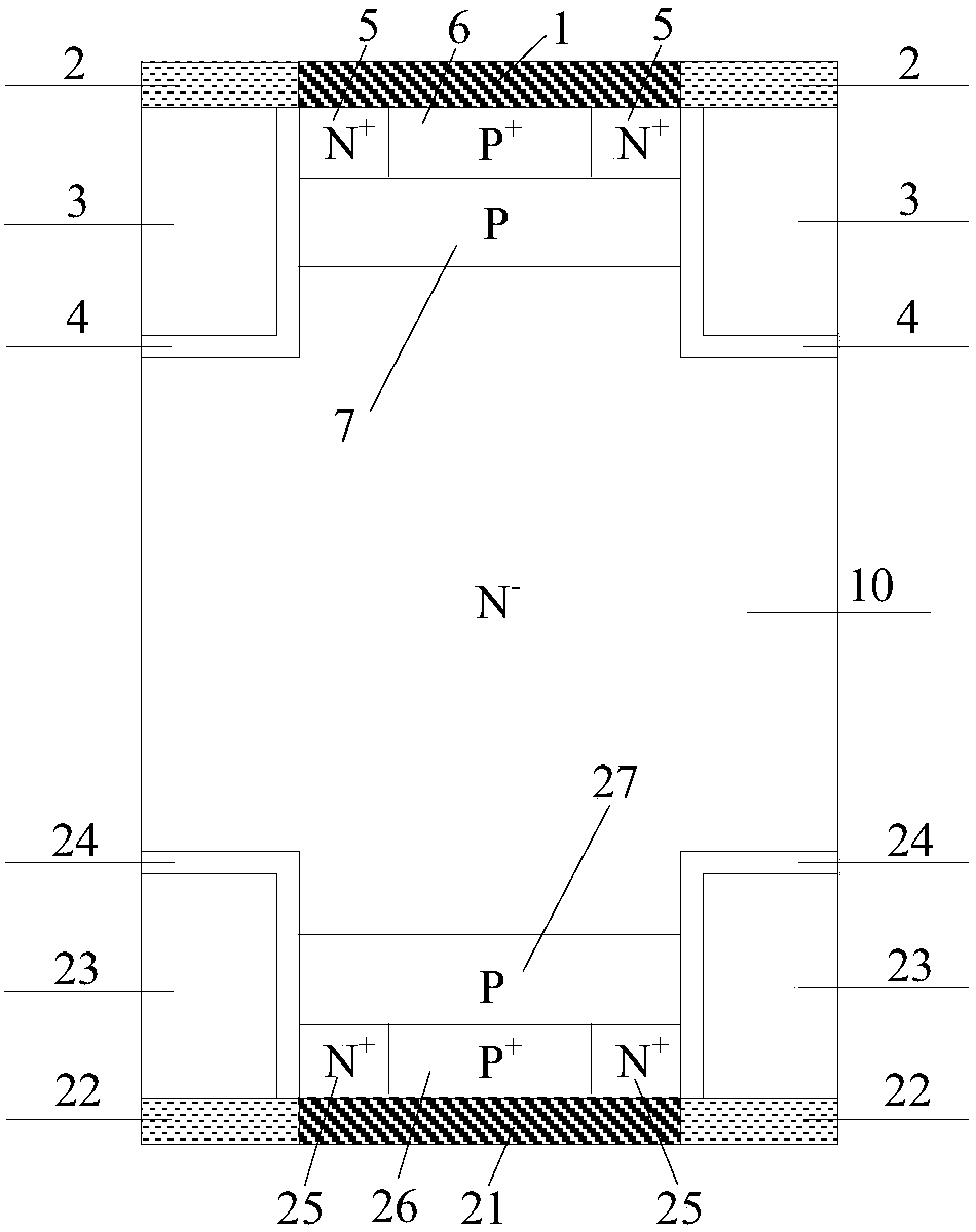 A kind of bidirectional igbt device and manufacturing method thereof