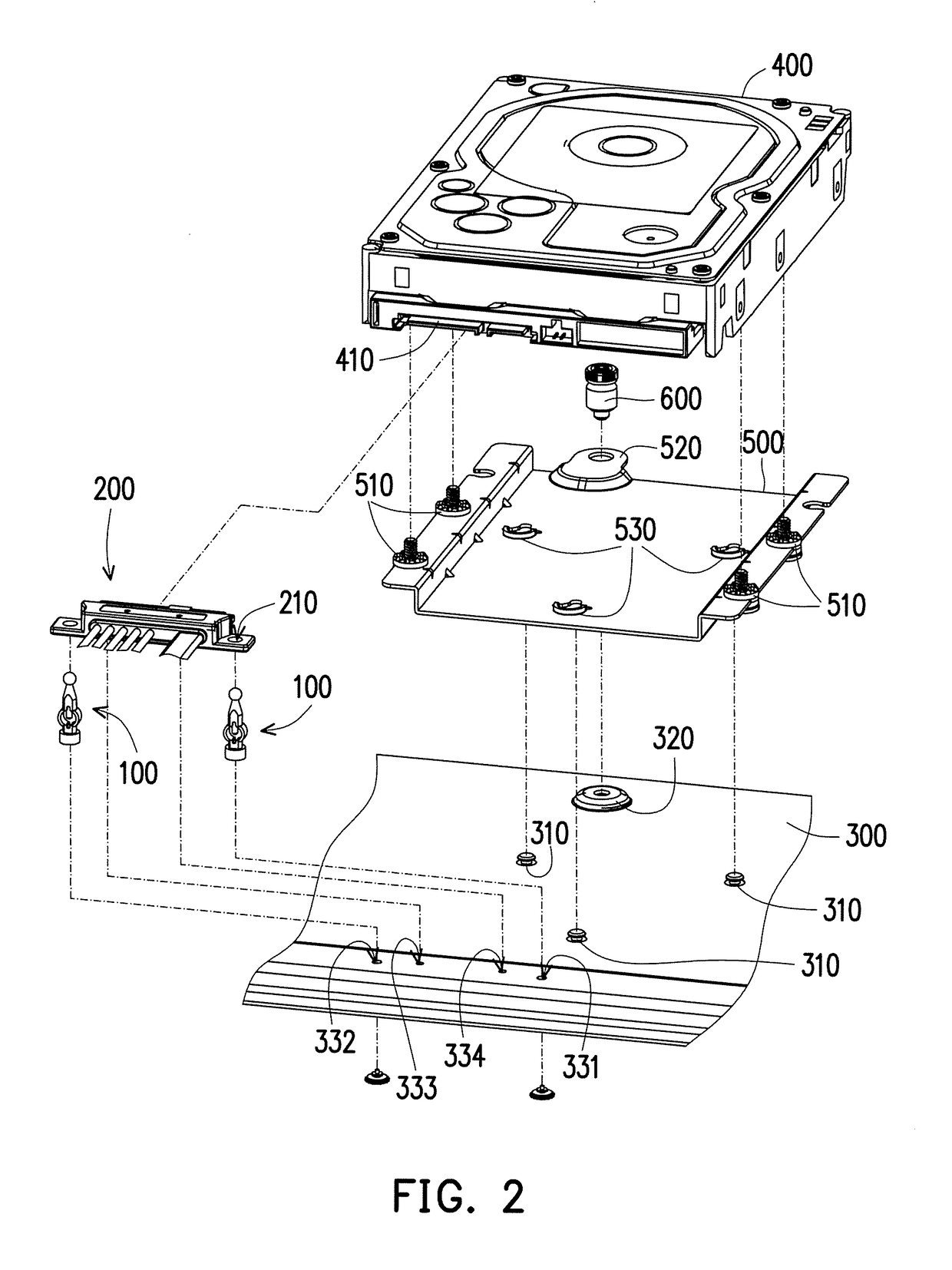 Fastening structure, electronic assembly and operating method of fastening structure