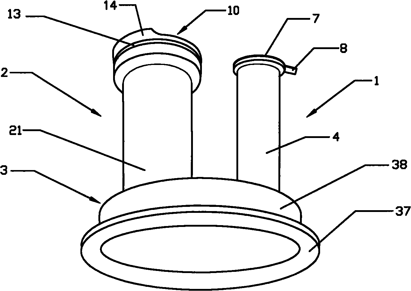 Transfusion container sealing cover with easily-torn sealing membrane transfusion pipe and drug feeding pipe