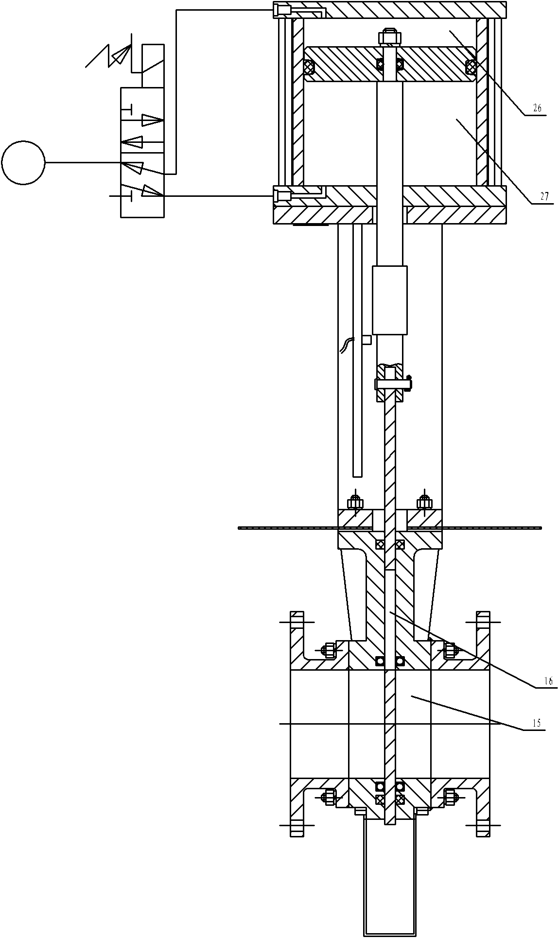 Pneumatic residual cake valve