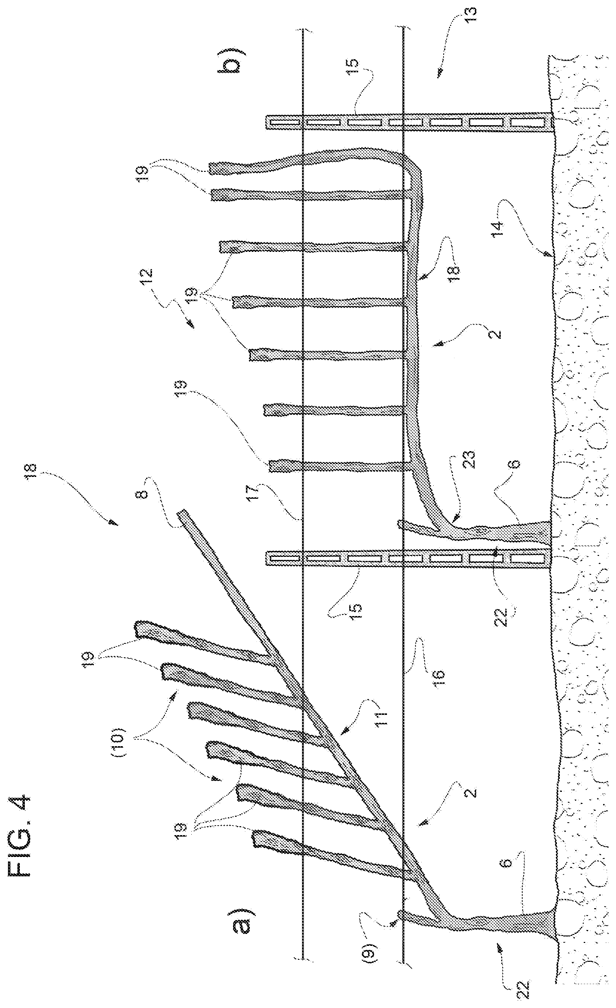 Growing method of fruit trees and associated tree