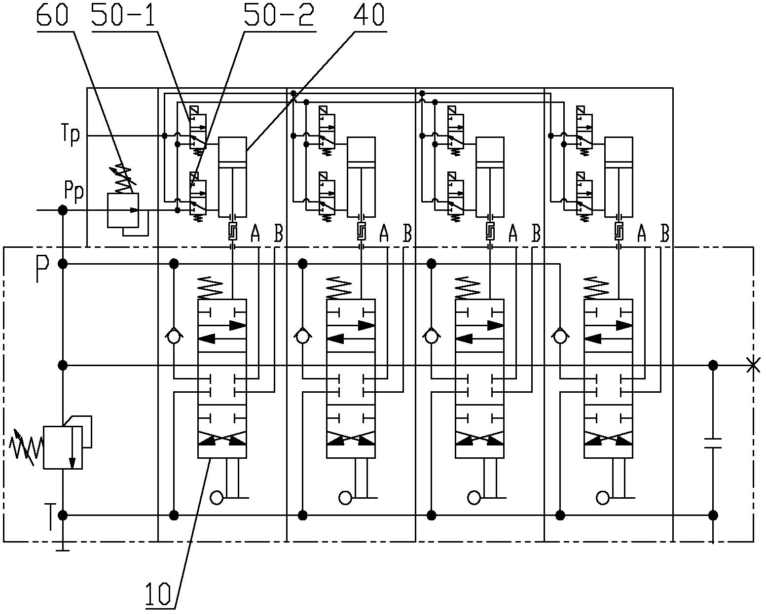 Hydraulic control valve and getting-off support leg control system of firefighting vehicle with hydraulic control valve