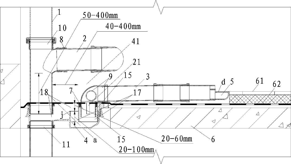 Same-floor drainage system of toilet without slab lowering