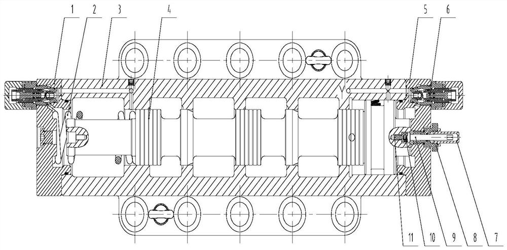 A high-pressure and large-flow two-position four-way hydraulically controlled reversing valve