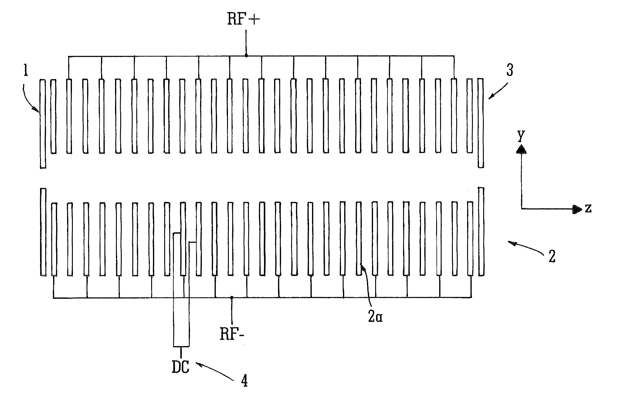 Mass spectrometer device and method using scanned phase applied potentials in ion guidance