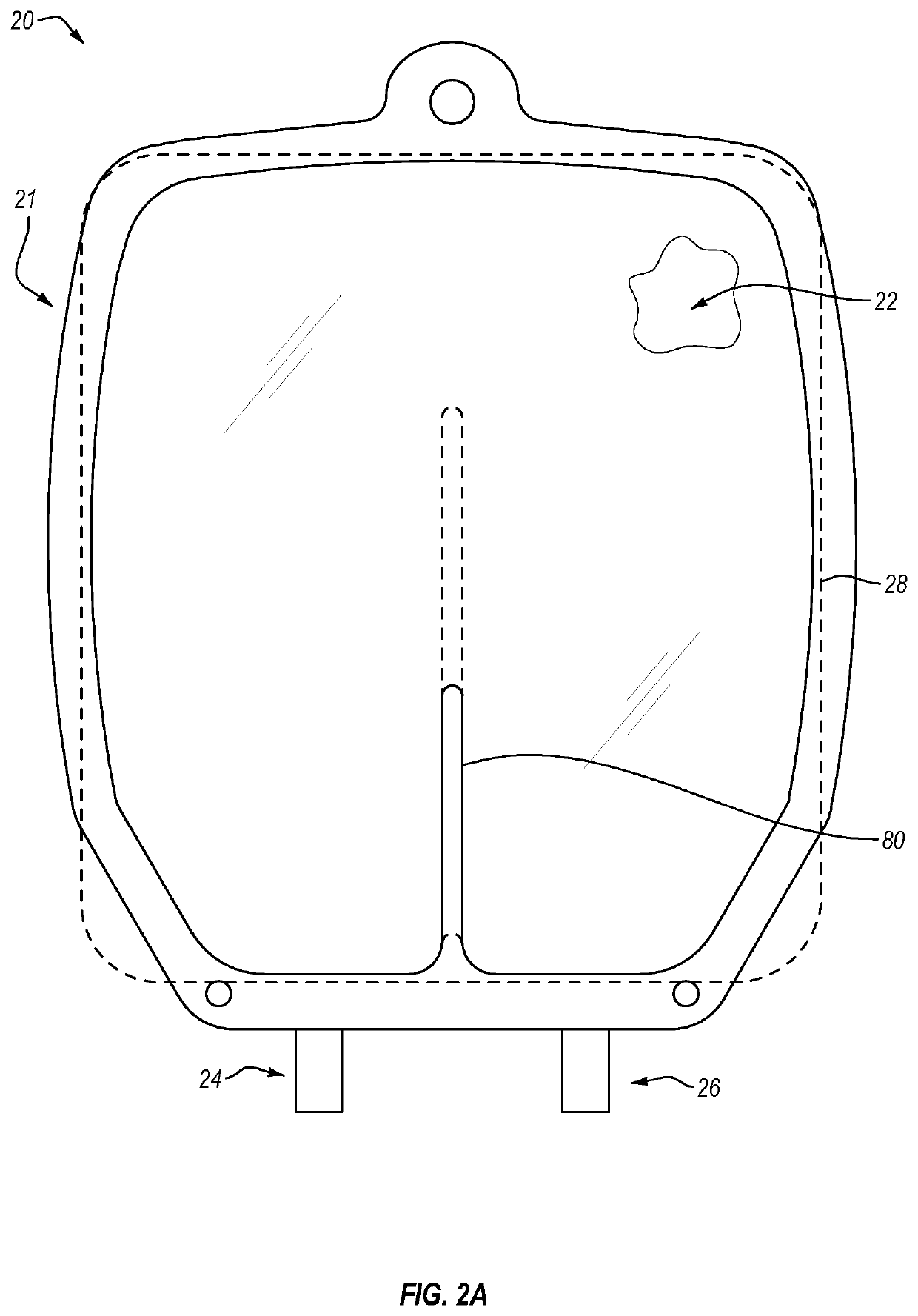 Flexible bioprocessing container with partial dividing partition