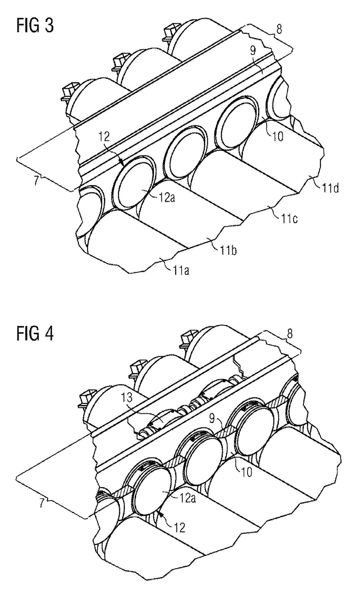 Device and method for guiding metal strips having wear bodies