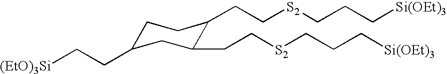 Tire compositions and components containing silated core polysulfides