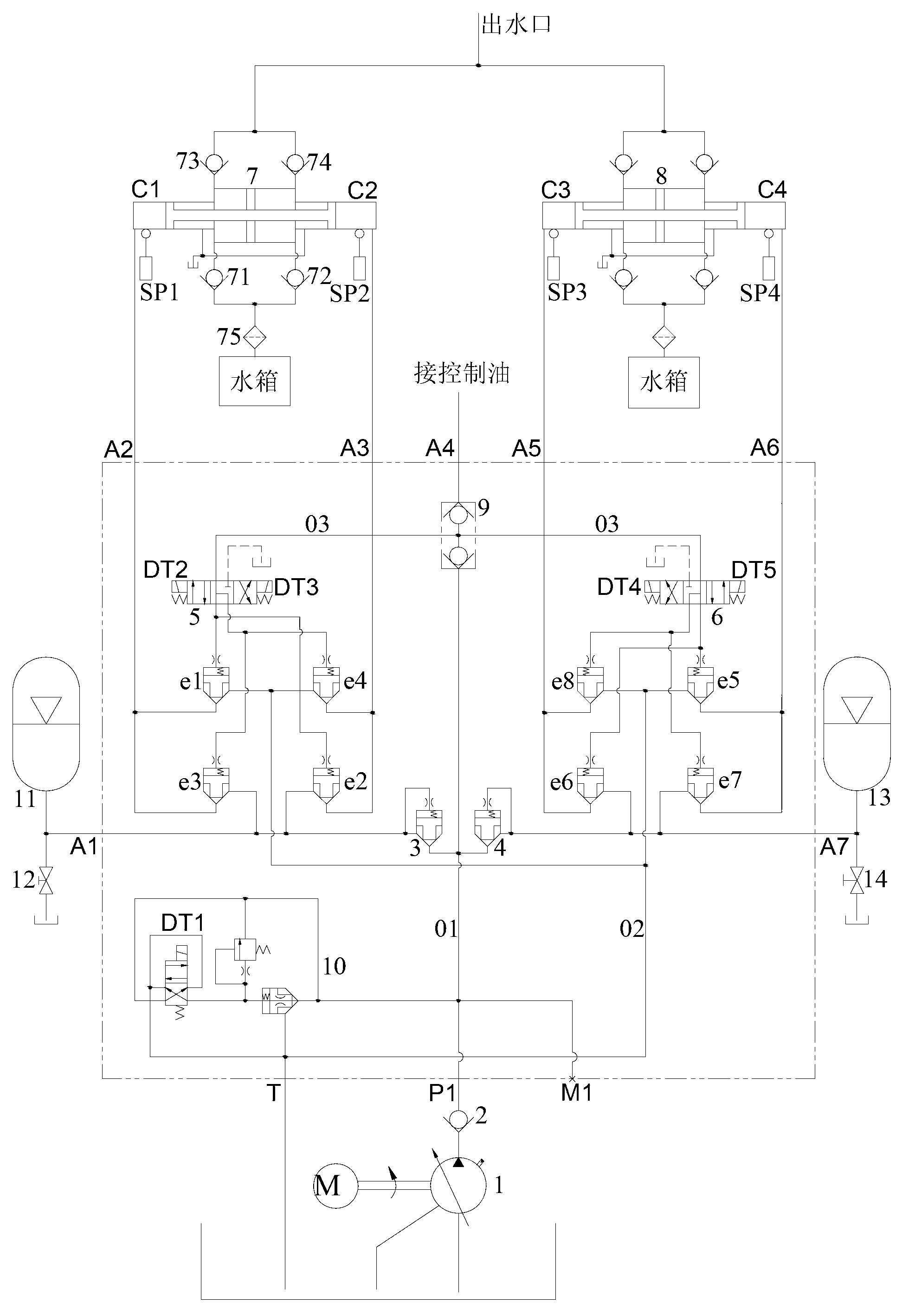 Continuous material feeding system and control method and elevating platform fire truck thereof