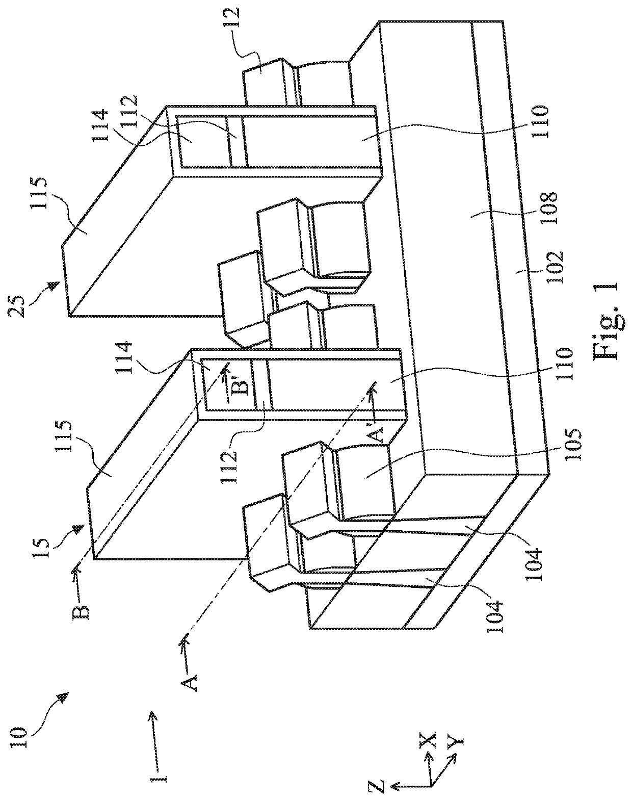 Dielectric fins with different dielectric constants and sizes in different regions of a semiconductor device