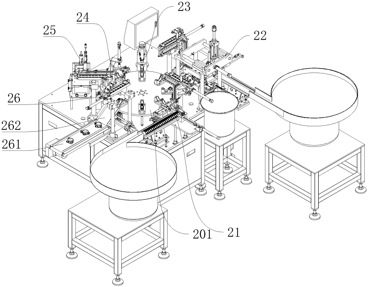 Automatic assembling equipment of self-buckling type pipe clamp, nut and screw