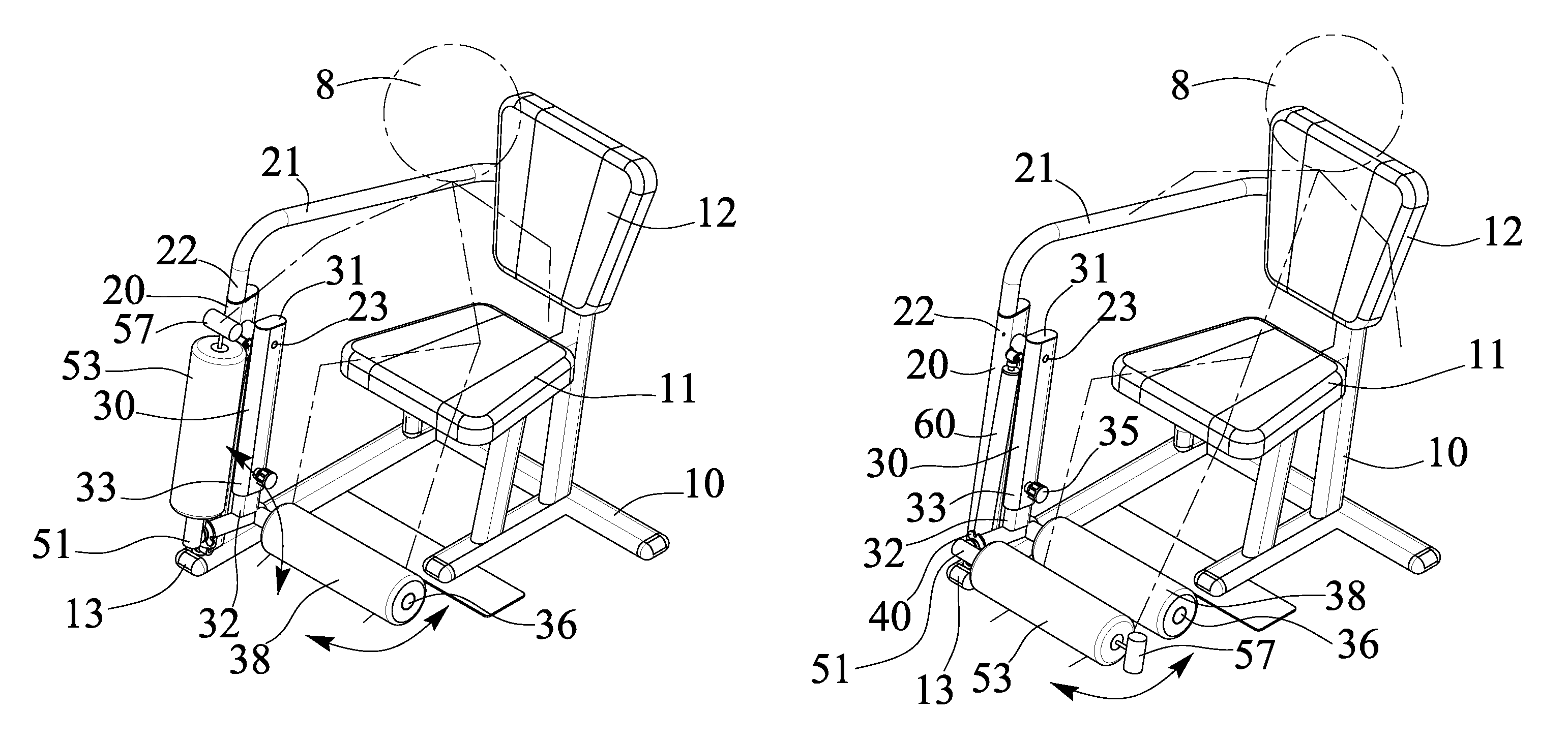 Rehabilitation or exercising chair device