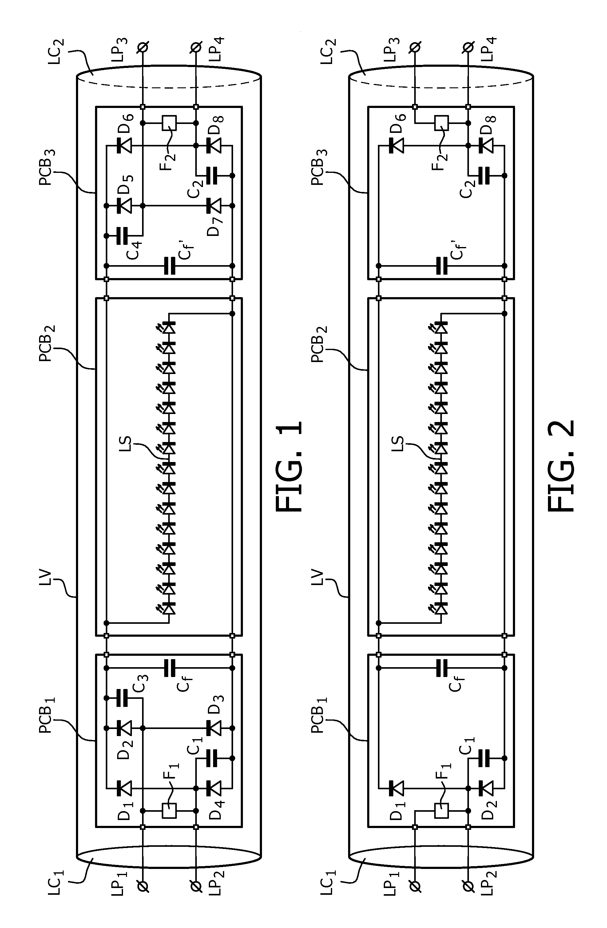 LED retrofit lamp with shunt capacitors across rectifier diodes for use with a ballast