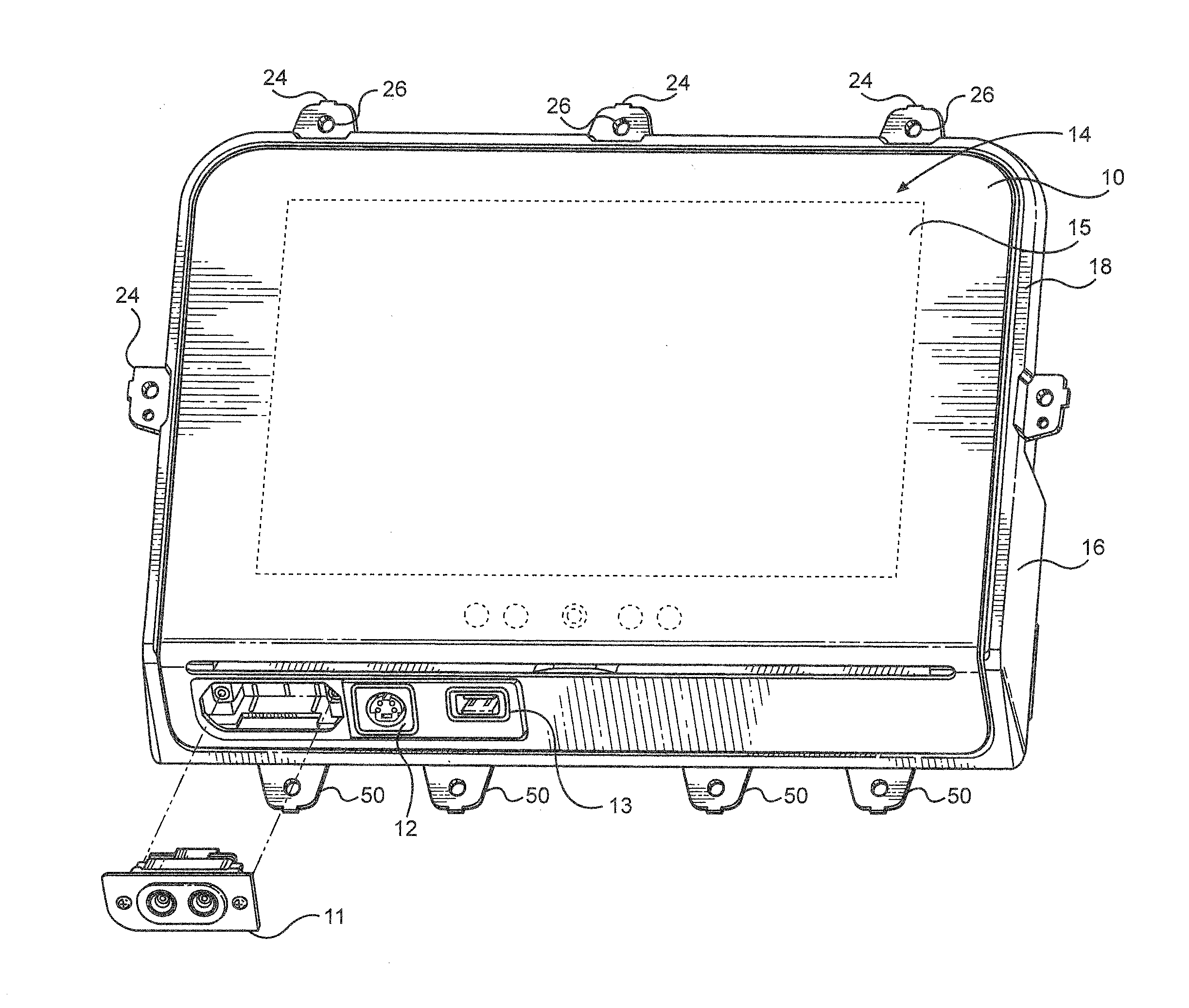 Display mounting system for reduced hic